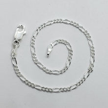 Load image into Gallery viewer, 925 Sterling Silver Figaro Chain Bracelet Beveled Edge from Italy 2.5mm 7"-10"
