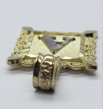 Load image into Gallery viewer, 14K Solid Yellow Gold Initial Letter Plate Pendant A-Z Alphabet Necklace Charm
