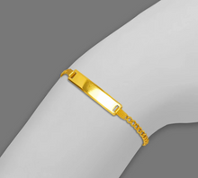 Load image into Gallery viewer, 14K Yellow Gold Baby ID Bracelet Curb X-Light 5mm ID 2.5mm Chain 6" Engraving
