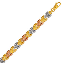 Load image into Gallery viewer, 14K Tri Color Gold Faceted Diamond Cut Bracelet 6 mm 7" Chain Brazalete tricolor
