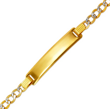 Load image into Gallery viewer, 14K White Pave Gold Baby ID Bracelet Curb X-Light 5mm ID 3mm Chain 6" Engraving
