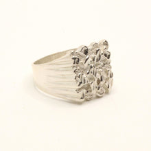 Load image into Gallery viewer, 925 Sterling Silver Detailed Square Nugget Ring 5/8 Inch Wide, Sizes 8-13
