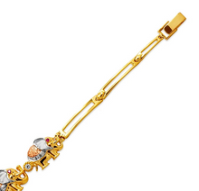 Load image into Gallery viewer, 14K Tricolor Gold Fancy Elephant High Polished Bracelet 3mm Wide, 12.5 Center
