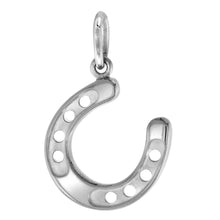 Load image into Gallery viewer, 925 Sterling Silver Large Solid Back Horseshoe Pendant 1 Inch (25mm) Tall
