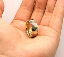 Load image into Gallery viewer, Tungsten Carbide Yellow Faceted Domed Pyramid Pattern Wedding Band Ring 8mm
