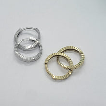 Load image into Gallery viewer, 14K Real Yellow White Gold Huggie Hoop Earrings Diamond Cut Round 12mm Men Women
