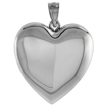 Load image into Gallery viewer, Silver Plain Heart Pendant 4 Picture Locket 1 inch Necklace w/out Chain 16"-24"
