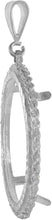 Load image into Gallery viewer, Sterling Silver Mexican 1 Peso Rope Bezel 34 mm Coins Prong Back Diamond Cut
