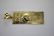 Load image into Gallery viewer, 10K Yellow Gold Hundred Dollars Diamond Cut Pendant Charm 3 sizes
