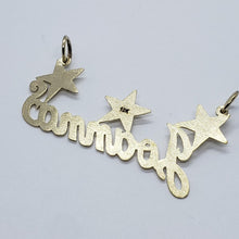 Load image into Gallery viewer, 10K Solid Yellow Gold Handmade Personalized Custom Name Pendant Charm with Stars
