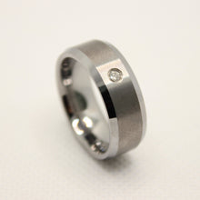 Load image into Gallery viewer, Tungsten Carbide Round Diamond Satin Finish Beveled Edge Wedding Band Ring 8mm
