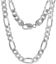Load image into Gallery viewer, 925 Sterling Silver Heavy Thick Figaro Chain Beveled Edge Bracelet Necklace 9mm
