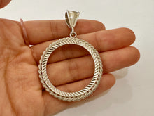 Load image into Gallery viewer, Sterling Silver Bezel Rope Edge Onza Plata Liberted for 36mm Coins
