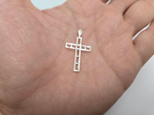 Load image into Gallery viewer, 925 Sterling Silver Plain Rectangular Hole Cross Pendant 1 Inch Tall (25mm)
