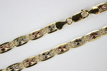 Load image into Gallery viewer, Authentic 14K Yellow White Rose Gold Tri-Color Valentino Chain 6mm/18"-26"
