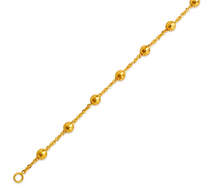 Load image into Gallery viewer, 14K Yellow Gold Diamond Cut 4mm Bead Chain Rolo Bracelet Lobster Lock 7 inch
