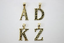 Load image into Gallery viewer, 10K Yellow Gold Nugget Initial A to Z Alphabet Pendant Charm w/out Rope Chain
