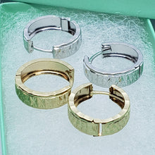 Load image into Gallery viewer, 14K Real Yellow White Gold Huggie Hoop Earrings Diamond Cut Round 13mm Men Women
