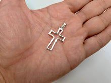 Load image into Gallery viewer, 925 Sterling Silver Plain Open Cross Pendant Outline 1 (25mm) Inch Tall
