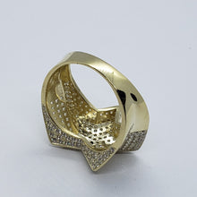 Load image into Gallery viewer, 14K Yellow Gold Double Star Shaped Ring 20.5mm Band Iced Size 9-11 Hip Hop Style
