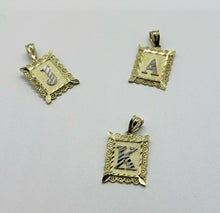 Load image into Gallery viewer, 14K Solid Yellow Gold Initial Letter Plate Pendant A-Z Alphabet Necklace Charm
