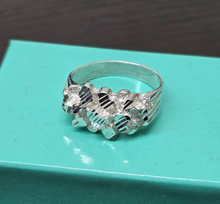 Load image into Gallery viewer, 925 Sterling Silver Diamond Cut Finish Nugget Ring 11mm, 7/16 Inch Sizes 8-13
