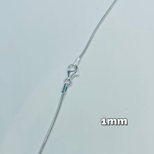 Load image into Gallery viewer, Sterling Silver Snake Chain Necklaces &amp; Bracelets 1mm Thin wide Sizes 16-30 Inch
