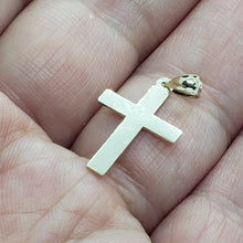 Load image into Gallery viewer, 10K Yellow Gold High Polish Simple Flat Cross Charm Pendant Crucifix 3 Sizes
