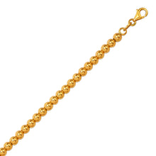Load image into Gallery viewer, 14K Hollow Yellow Gold High Polished 4mm Bead Chain Bracelet Lobster Lock 7 inch
