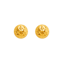 Load image into Gallery viewer, 14K Yellow Gold High Polished Diamond Cut Half Ball Stud Earrings 10mm
