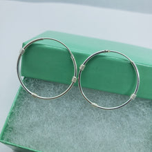 Load image into Gallery viewer, 925 Sterling Silver Bali Style Endless Hoop Earrings 1" Diameter 1mm Thin Tube
