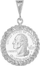 Load image into Gallery viewer, 925 Sterling Silver Quarter Dollar Bezel 24 mm Coins Prong Back D/C Rope 25 Cent
