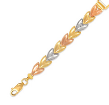 Load image into Gallery viewer, 14K Tri Color Gold 15 Anos Quinceanera Diamond Cut Faceted ID Bracelet 7mm/9mm
