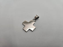 Load image into Gallery viewer, 925 Sterling Silver Flat Plain Wide Greek Cross Pendant 7/8 Inch (22mm) Tall
