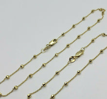 Load image into Gallery viewer, 14K Solid Yellow Gold Station Ball Bead Rolo Bracelet Anklet 2mm 4mm 7" 10"
