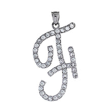 Load image into Gallery viewer, 925 Sterling Silver CZ Script Initial Letter Alphabet Pendant 1 3/8 Inch Wide
