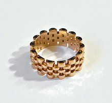 Load image into Gallery viewer, 14K Solid Yellow White Rose Gold Handmade Brick Chain Ring 8mm Band Size 4~10
