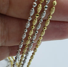 Load image into Gallery viewer, 14k Solid Yellow White Gold D/C Bead Chain Necklace Men Women 2mm / 16" ~ 24"
