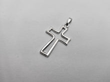 Load image into Gallery viewer, 925 Sterling Silver Plain Open Cross Pendant Outline 1 (25mm) Inch Tall
