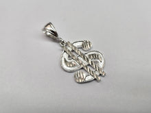 Load image into Gallery viewer, 925 Sterling Silver Dollar Sign Pendant Diamond Cut 1 1/16 (27mm) Inch Tall
