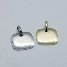 Load image into Gallery viewer, 14K Yellow White Gold Plain Square Pendant Disc Charm 13mm [Engraving Available]
