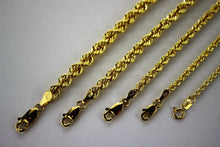 Load image into Gallery viewer, 10K Yellow Gold Hollow Rope Chain Necklace 2mm ~ 5mm 16" ~ 32"
