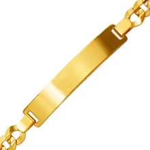 Load image into Gallery viewer, 14K Yellow Gold ID Bracelet 7mm ID 6mm Wide Curb Chain 7" 7.5" 8" Engraving

