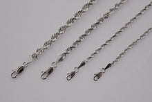 Load image into Gallery viewer, 10K White Gold Rope Twist Link Diamond Cut Chain Necklace 2.2mm ~ 5mm 16" ~ 30"
