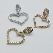 Load image into Gallery viewer, 14K Yellow White Rose Gold Fancy Heart CZ Pendant Charm High Polished 16x13mm
