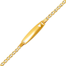 Load image into Gallery viewer, 14K Two Tone Gold Kids Gucci Pave ID Bracelet 7mm/2.5mm 6" Engraving Available
