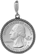 Load image into Gallery viewer, Sterling Silver Quarter Dollar Bezel 24mm 25 Cent Coins Prong Back Illusion Edge
