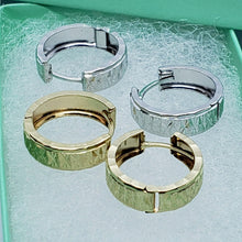 Load image into Gallery viewer, 14K Real Yellow White Gold Huggie Hoop Earrings Diamond Cut Round 13mm Men Women
