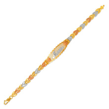 Load image into Gallery viewer, 14K Tri Color Gold Faceted Diamond Cut Mama ID Bracelet 6mm / 12mm 7" Chain
