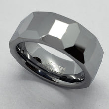 Load image into Gallery viewer, Tungsten Carbide 8mm Faceted Dome Wedding Band Ring Octagon Patterns Size 5~14
